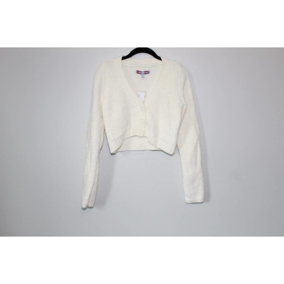 NWT Urban Outfitters Dina Crop Cardigan Ivory Chenille Size Medium H14089 - Picture 2 of 16